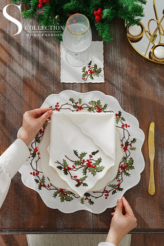 Christmas Cochina Design Placemat Set - Waterproof Fabric - 2 Persons - 6 Pcs. Set