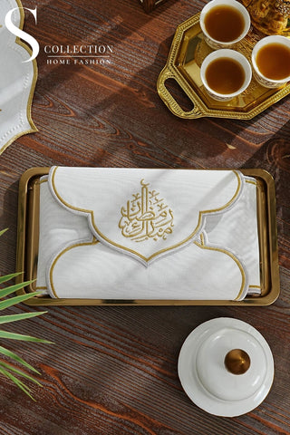 Najma Design Bread Basket Napkin - Waterproof Fabric - Gold and Silver Embroidered