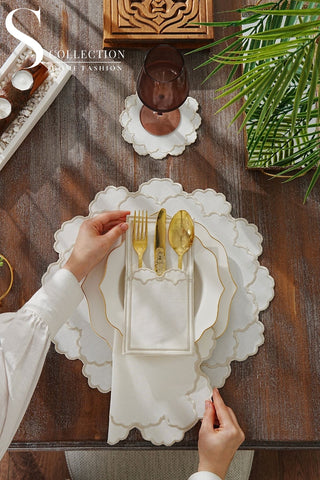 Olivia Stone Design Placemat Set - Waterproof Fabric - 6 Persons - 24 Pcs. Full Set