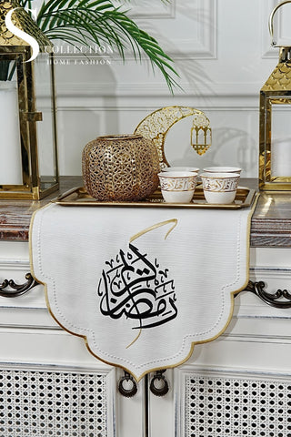 Ramadan Design Mini Runner - Waterproof Fabric - Gold and Black Embroidered