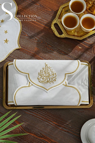 Najma Design Bread Basket Napkin - Waterproof Fabric - Gold Embroidered