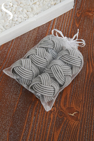 طقم حلقات مناديل سفرة - صناعة يدوية -  اللون رمادى