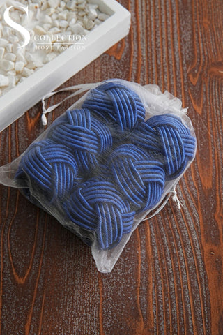 طقم حلقات مناديل سفرة - صناعة يدوية - اللون أزرق داكن