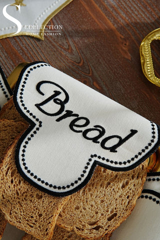 منديل سلة خبز - تصميم كلاود - قماش مقاوم للماء - تطريز  اسود