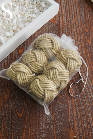 طقم حلقات مناديل سفرة - صناعة يدوية - اللون ذهبى لامع