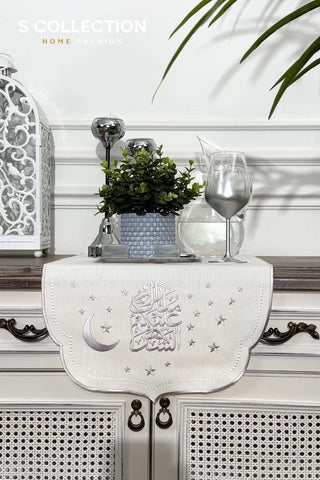 Ramadan Design Glamorous Runner - Waterproof Fabric - Silver Embroidered