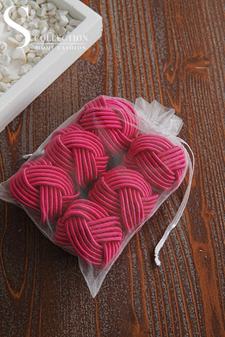 طقم حلقات مناديل سفرة - صناعة يدوية - اللون فوشيا