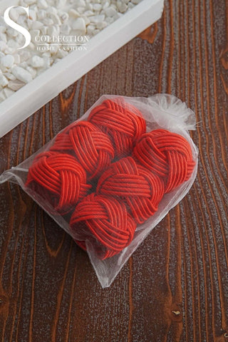 طقم حلقات مناديل سفرة - صناعة يدوية - اللون أحمر مرجاني