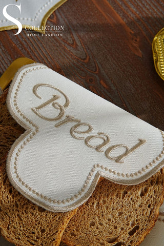  منديل سلة خبز مطرز - تصميم كلاود - قماش مقاوم للماء - تطريز كابتشينو