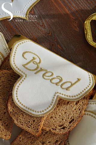 منديل سلة خبز - تصميم كلاود - قماش مقاوم للماء - تطريز ذهبى لامع