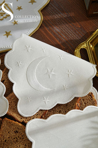  منديل سلة خبر مطرز - تصميم جلامورس - قماش مقاوم للماء - تطريز اوف وايت