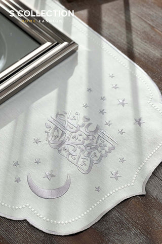 Ramadan Design Glamorous Runner - Waterproof Fabric - Silver Embroidered