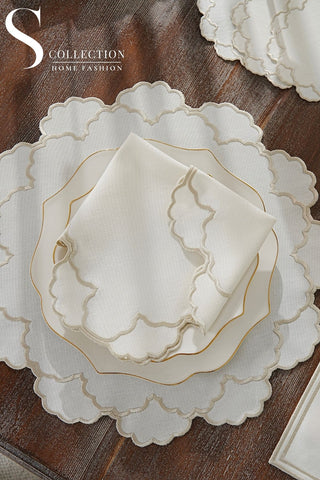 Olivia Stone Design Placemat Set - Waterproof Fabric - 6 Persons - 24 Pcs. Full Set