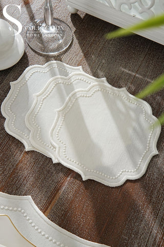 Laurel Wreath Off White Design Placemat Set - 6 Persons - 24 Pcs. Full Set
