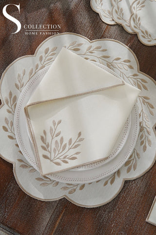 Chantal Cappuccino Design Placemat Set - Waterproof Fabric - 6 Persons - 24 Pcs. Full Set