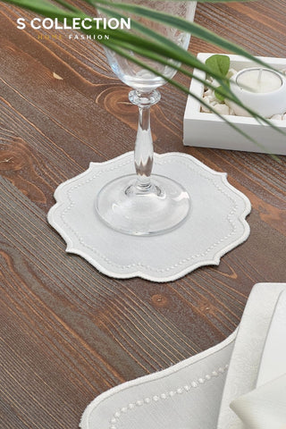 Laurel Wreath Off White Design Placemat Set - 6 Persons - 24 Pcs. Full Set