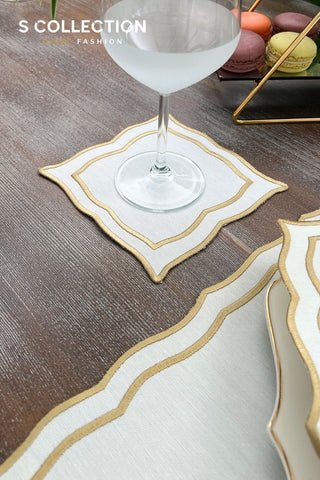 Leo Gold Design Placemat Set - Waterproof Fabric - 6 Persons - 24 Pcs. Full Set