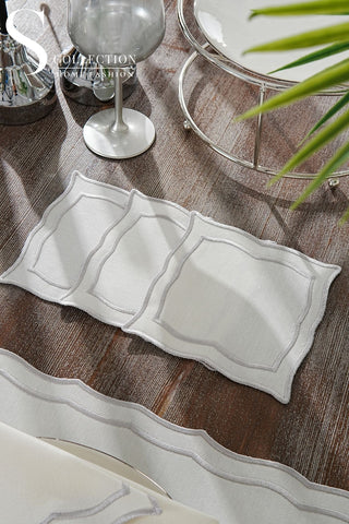 Leo Silver Design Placemat Set - Waterproof Fabric - 6 Persons - 24 Pcs. Full Set