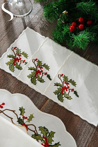 Christmas Cochina Design Placemat Set - Waterproof Fabric - 2 Persons - 6 Pcs. Set