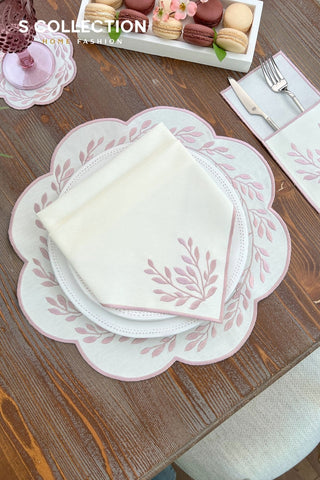 Chantal Rose Design Placemat Set - Waterproof Fabric - 6 Persons - 24 Pcs. Full Set