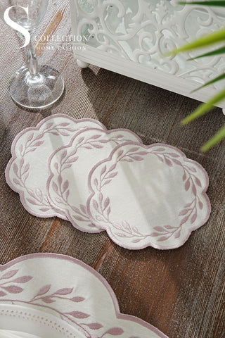 Chantal Rose Design Placemat Set - Waterproof Fabric - 6 Persons - 24 Pcs. Full Set