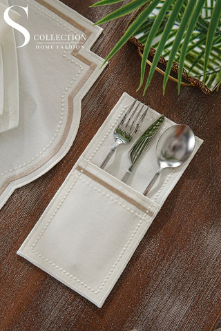 Graceful Cappuccino Design Placemat Set - Waterproof Fabric - 6 Persons - 24 Pcs. Full Set