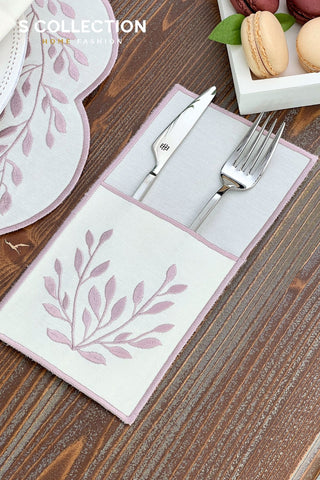 Chantal Rose Design Placemat Set - Waterproof Fabric - 6 Persons - 24 Pcs. Full Set