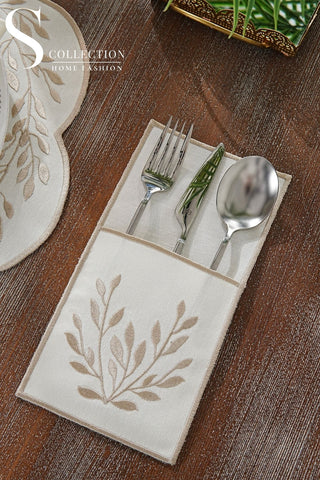 Chantal Cappuccino Design Placemat Set - Waterproof Fabric - 6 Persons - 24 Pcs. Full Set