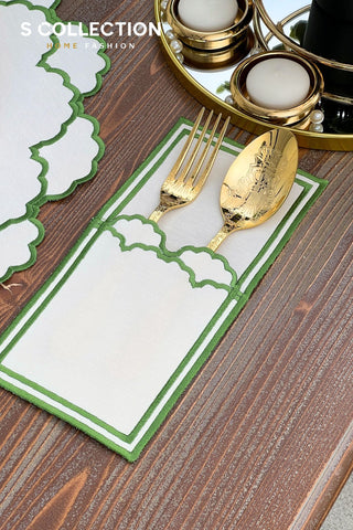 Olivia Green Design Placemat Set - Waterproof Fabric - 6 Persons - 24 Pcs. Full Set