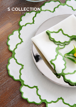 Olivia Green Design Placemat Set - Waterproof Fabric - 6 Persons - 24 Pcs. Full Set