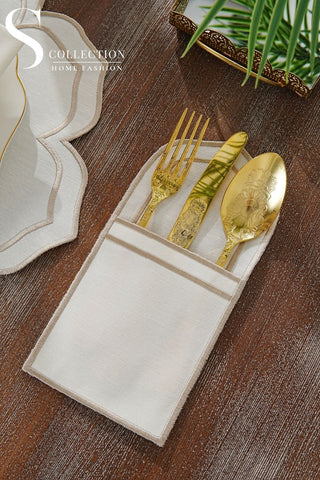 Valeria Cappuccino Design Placemat Set - Waterproof Fabric - 6 Persons - 24 Pcs. Full Set