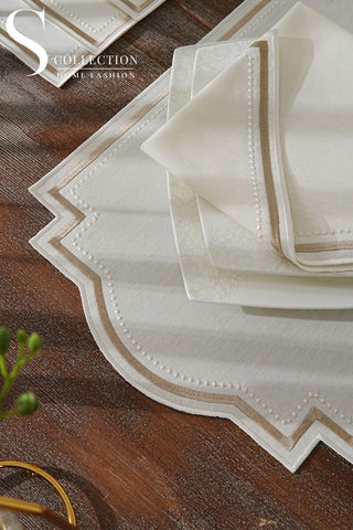 Graceful Cappuccino Design Placemat Set - Waterproof Fabric - 6 Persons - 24 Pcs. Full Set