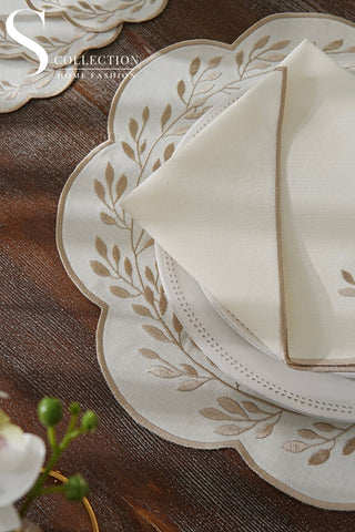 Chantal Cappuccino Design Placemat Set - Waterproof Fabric - 6 Persons - 24 Pcs. Full Set