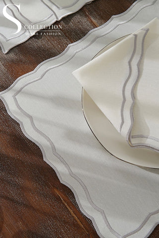 Leo Silver Design Placemat Set - Waterproof Fabric - 6 Persons - 24 Pcs. Full Set