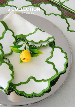 Olivia Green Design Placemat Set - Waterproof Fabric - 6 Persons - 24 Pcs. Full Set