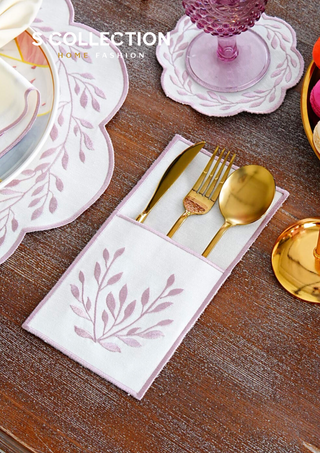 Chantal Rose Design Placemat Set - Waterproof Fabric - 6 Persons - 24 Pcs. Full Set