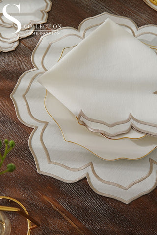 Valeria Cappuccino Design Placemat Set - Waterproof Fabric - 6 Persons - 24 Pcs. Full Set