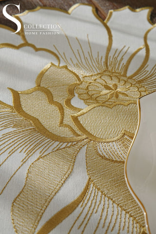 Eloise Gold Design Placemat Set - Waterproof Fabric - 6 Persons - 24 Pcs. Full Set