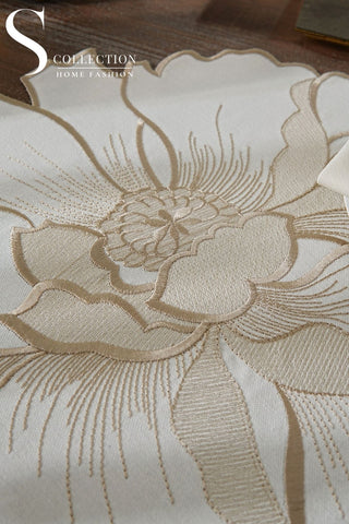 Eloise Cappuccino Design Placemat Set - Waterproof Fabric - 6 Persons - 24 Pcs. Full Set