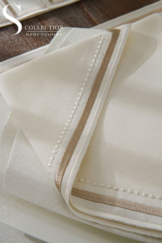 Graceful Cappuccino Design Placemat Set - Waterproof Fabric - 6 Persons - 24 Pcs. Full Set