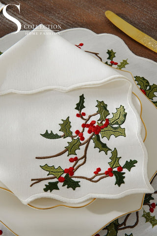 Christmas Cochina Design Placemat Set - Waterproof Fabric - 2 Persons - 6 Pcs. Set