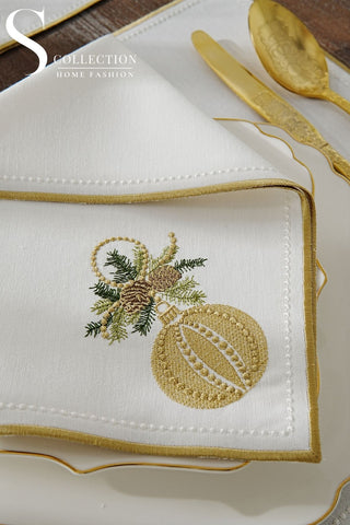 Christmas Jingle Bells Design Placemat Set - Waterproof Fabric - 2 Persons - 6 Pcs. Set