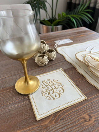 Ramadan Design Golden Soft Placemat Set - Waterproof Fabric - 6 Persons - 30 Pcs. Full Set