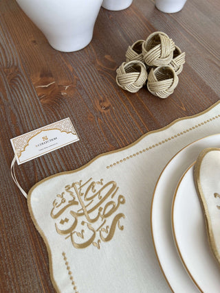 Ramadan Design Golden Soft Placemat Set - Waterproof Fabric - 6 Persons - 30 Pcs. Full Set