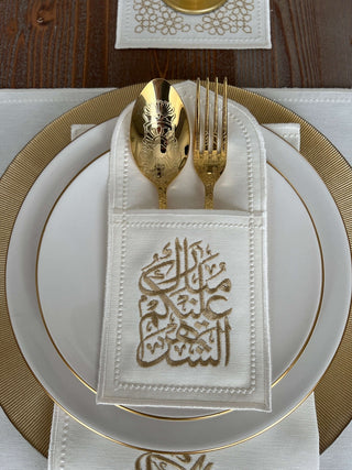 Ramadan Design Gold Chic Placemat Set -Waterproof Fabric - 6 Persons - 30 Pcs. Full Set