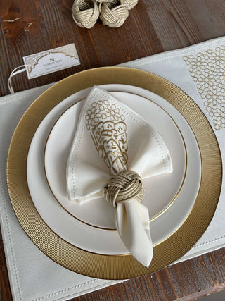 Ramadan Design Gold Chic Placemat Set -Waterproof Fabric - 6 Persons - 30 Pcs. Full Set