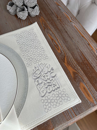 Ramadan Design Silver Chic Placemat Set -Waterproof Fabric - 6 Persons - 30 Pcs. Full Set