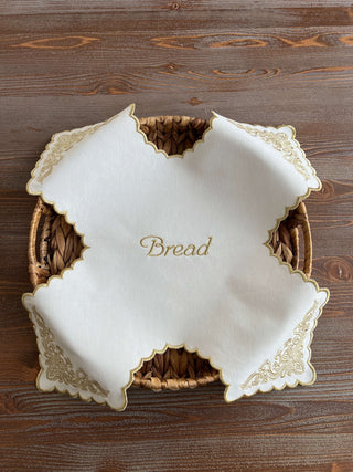 Evelyn Design Bread Basket Napkin - Waterproof Fabric - Shine Gold Embroidered