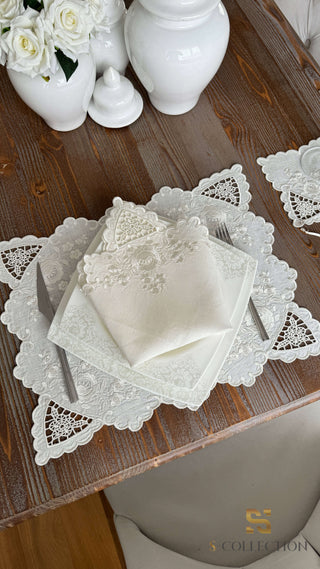 Liora Design Handmade Placemat Set - %100 Linen Fabric - 6 Persons - 18 Pcs.