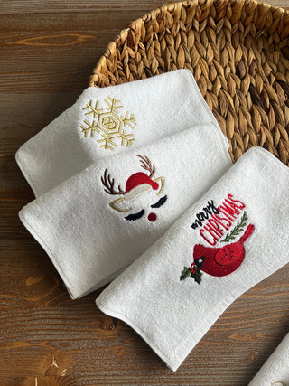 Christmas Design Gift Towel Set - Colorful Embroidered